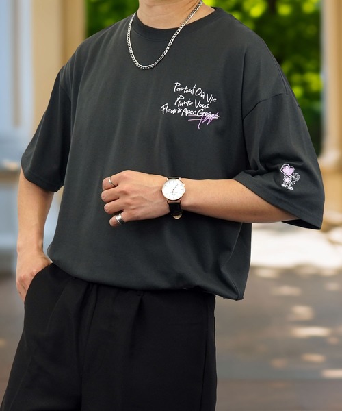 Burner（バーナー）の「【GROOVY STORE】WIDE Crew Neck T-Shirt ワンポイントロゴ刺繍（Tシャツ/カットソー・メンズ・スミクロ/ネイビー/ホワイト/サーモンピンク/ブラック/ブラック系その他2/グレイッシュベージュ/ホワイト系その他2/ダークグリーン/ブルー/イエロー/ミント/ホワイト系その他3/ホワイト系その他4/ダークグリーン系2/キナリ/グレイッシュブルー/ブラック系その他3/ブラック系/ホワイト系4/ブラック系その他4/ブラック系1/ブラック系3/ホワイト系/ホワイト系1/ホワイト系2/ブラック系5/ブラック系6/ブラック系7/ブラック系8/ブラック系9/ホワイト系3/ホワイト系5/ブラック系その他5/ブラック系2/ブラック系4・M/L/LL）」の18枚目の写真