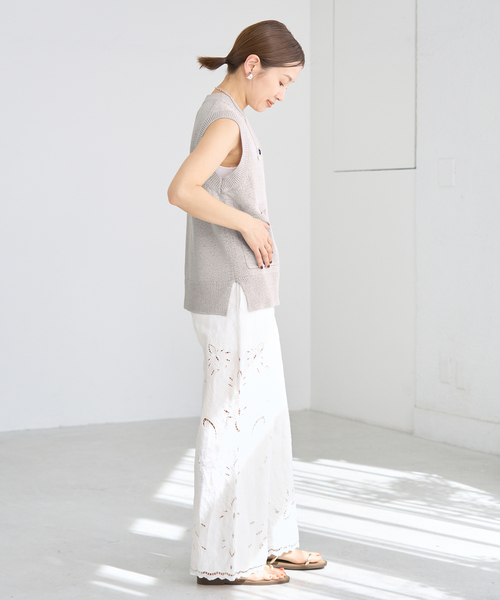 T278/美品 24SS IENA ニットベスト テープヤーンジレ M~L 白 T278/美品 24SS IENA ニットベスト テープヤーンジレ M~L 白