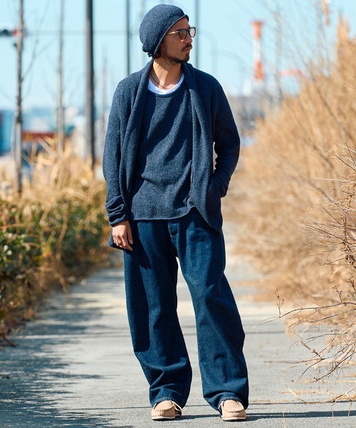 wjk（ダヴルジェイケイ）の「mcg3624-back pile light easy cardigan カーディガン（カーディガン/ボレロ・メンズ・ネイビー/ブラック・L/M/S/XL）」の7枚目の写真