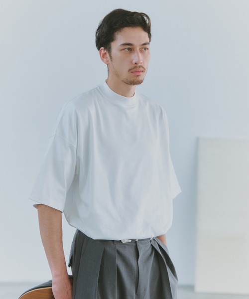 NewAnce(ニュアンス)の「【NewAnce】モックネックTee(Tシャツ/カットソー・メンズ・ブラック/ホワイト/ネイビー・L/M)」の2枚目の写真