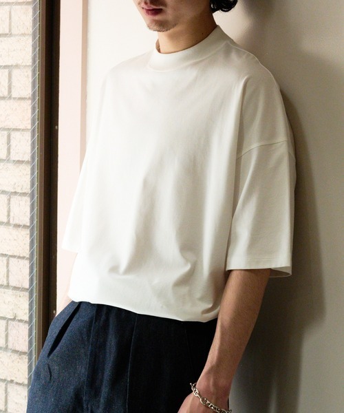 NewAnce(ニュアンス)の「【NewAnce】モックネックTee(Tシャツ/カットソー・メンズ・ブラック/ホワイト/ネイビー・L/M)」の4枚目の写真