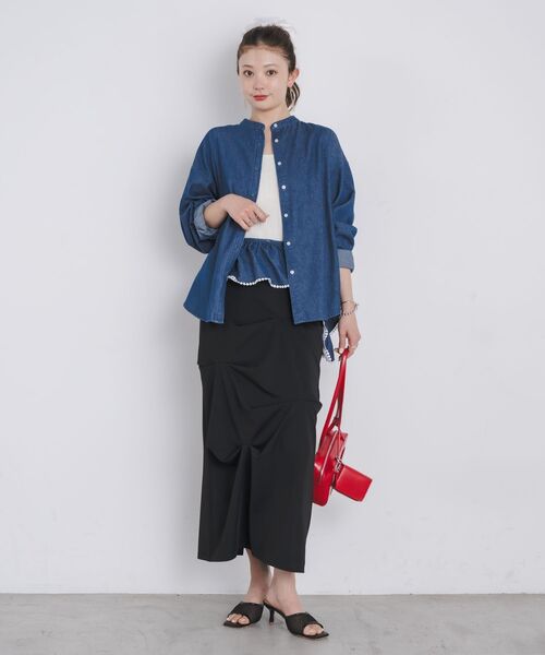 kivi(キヴィ)の「frills denim shirts(シャツ/ブラウス・レディース・ライトブルー/ダークブルー・FREE)」の3枚目の写真