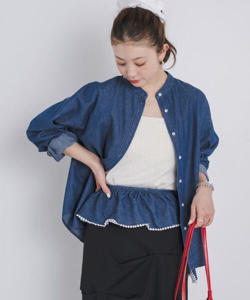 kivi(キヴィ)の「frills denim shirts(シャツ/ブラウス・レディース・ライトブルー/ダークブルー・FREE)」の9枚目の写真