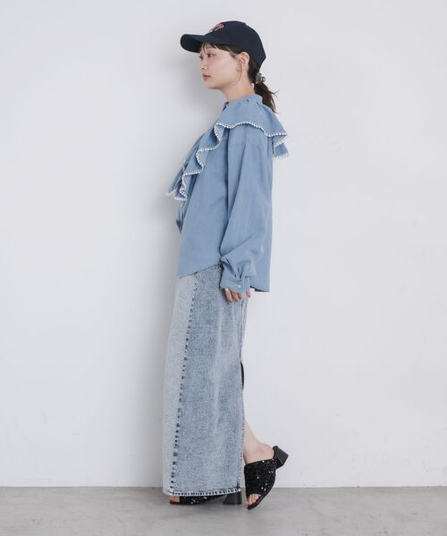 kivi(キヴィ)の「frills denim shirts(シャツ/ブラウス・レディース・ライトブルー/ダークブルー・FREE)」の12枚目の写真