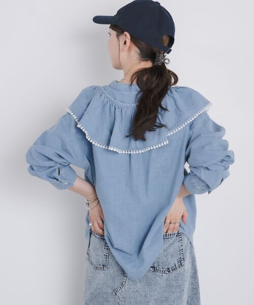 kivi(キヴィ)の「frills denim shirts(シャツ/ブラウス・レディース・ライトブルー/ダークブルー・FREE)」の16枚目の写真