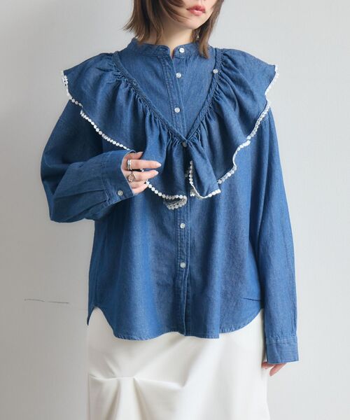 kivi(キヴィ)の「frills denim shirts(シャツ/ブラウス・レディース・ライトブルー/ダークブルー・FREE)」の22枚目の写真