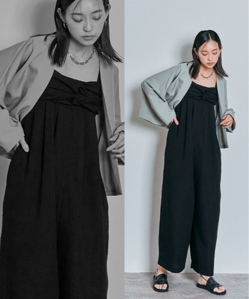 W:Huku(フーク)の「フロント クロス オールインワン(つなぎ/オールインワン・レディース・バーガンディー/ライトグレー系/ブラック・M/L)」の17枚目の写真