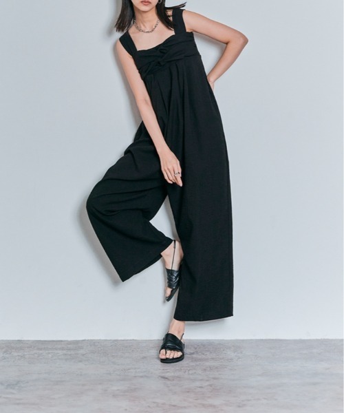 W:Huku(フーク)の「フロント クロス オールインワン(つなぎ/オールインワン・レディース・バーガンディー/ライトグレー系/ブラック・M/L)」の20枚目の写真