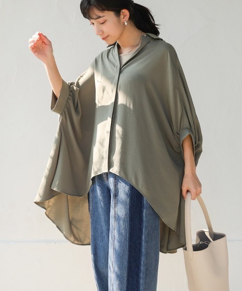 Bou Jeloud(ブージュルード)の「麻ライクシャツチュニック(シャツ/ブラウス・レディース・ブラック/カーキ/グリーン/イエロー・MEDIUM)」の6枚目の写真