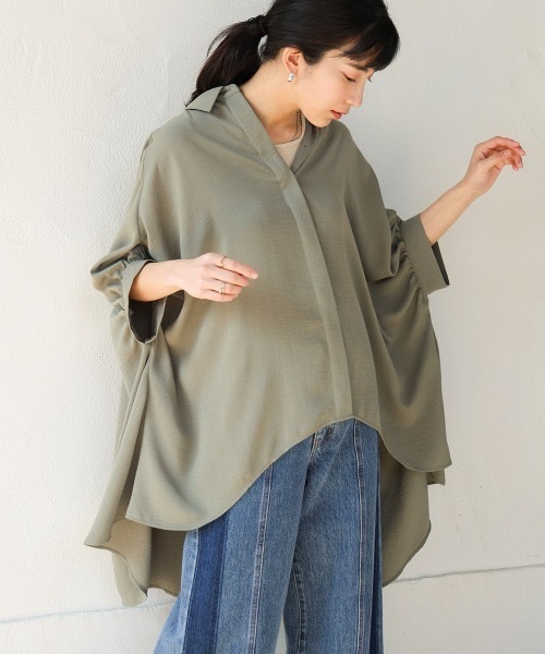 Bou Jeloud(ブージュルード)の「麻ライクシャツチュニック(シャツ/ブラウス・レディース・ブラック/カーキ/グリーン/イエロー・MEDIUM)」の18枚目の写真