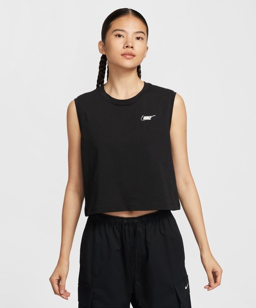 NIKE（ナイキ）の「ナイキ NIKE ナイキ  NSW クラブ CRP SL TEE HBR（Tシャツ/カットソー・レディース・ホワイト/ブラック・L/M）」の2枚目の写真