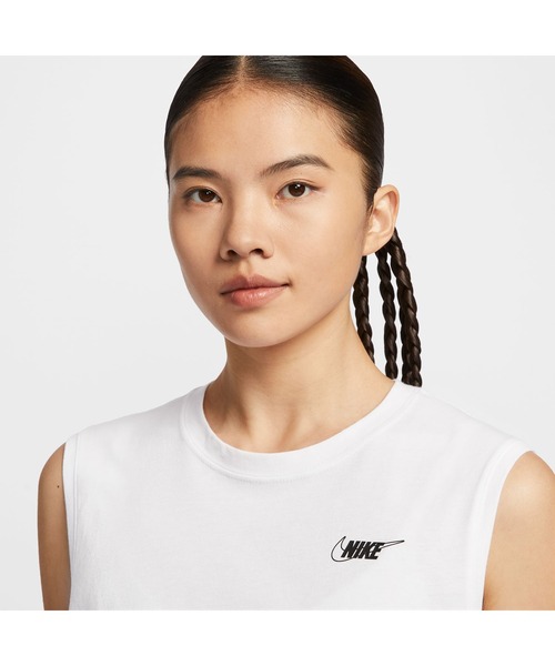 NIKE（ナイキ）の「ナイキ NIKE ナイキ  NSW クラブ CRP SL TEE HBR（Tシャツ/カットソー・レディース・ホワイト/ブラック・L/M）」の5枚目の写真