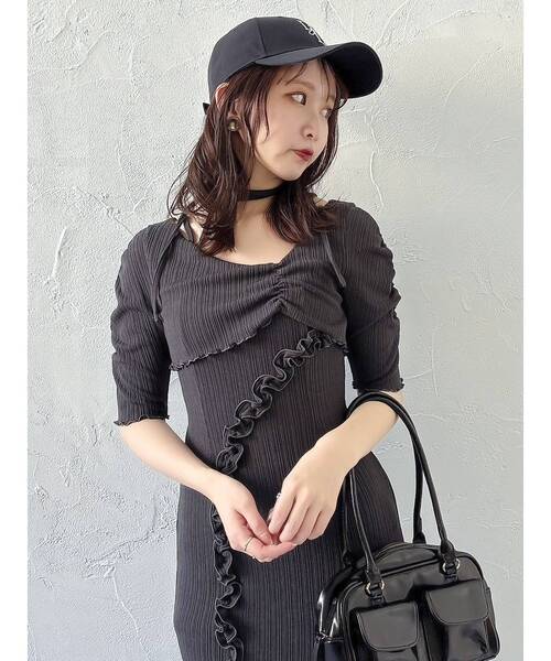 dazzlin(ダズリン)の「アシメレイヤードカットワンピース(ワンピース・レディース・アイボリー/オレンジ/チャコールグレー・MEDIUM/SMALL)」の3枚目の写真