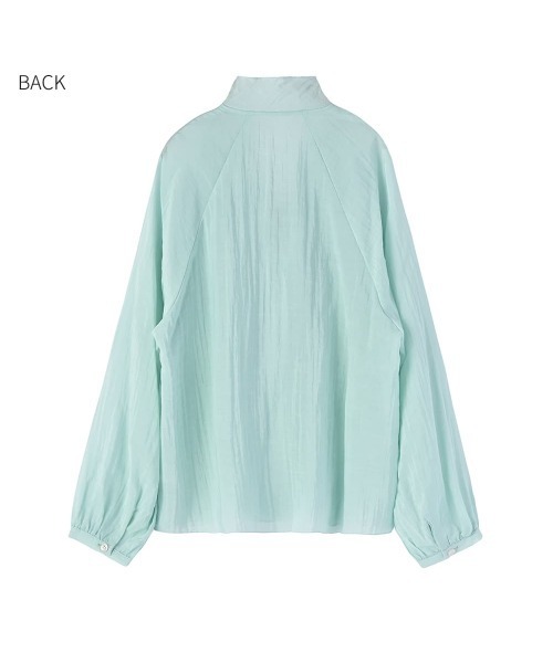 STYLE DELI（スタイルデリ）の「涼しい透けドレープのVネックブラウス（シャツ/ブラウス・レディース・ミント/ホワイト/ブラック・FREE）」の10枚目の写真