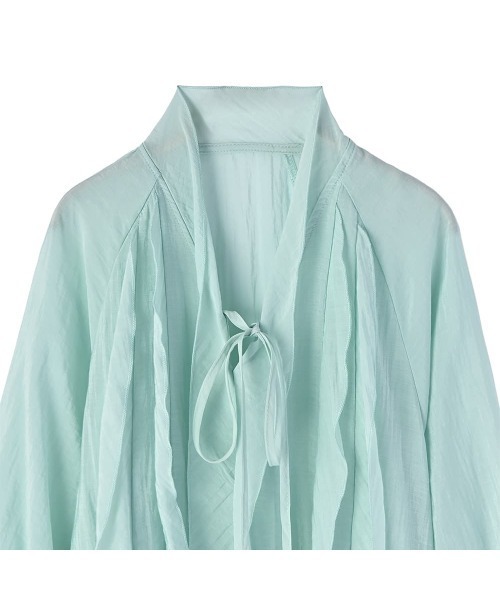 STYLE DELI（スタイルデリ）の「涼しい透けドレープのVネックブラウス（シャツ/ブラウス・レディース・ミント/ホワイト/ブラック・FREE）」の11枚目の写真