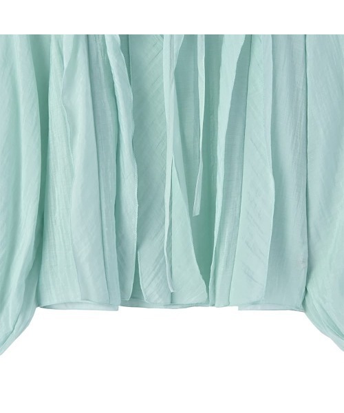 STYLE DELI（スタイルデリ）の「涼しい透けドレープのVネックブラウス（シャツ/ブラウス・レディース・ミント/ホワイト/ブラック・FREE）」の14枚目の写真