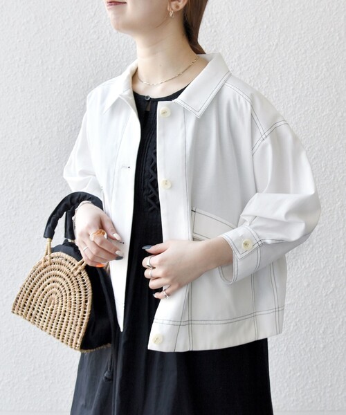 SHIPS any:〈洗濯機可能〉オックス ステッチ ショート シャツ ジャケット