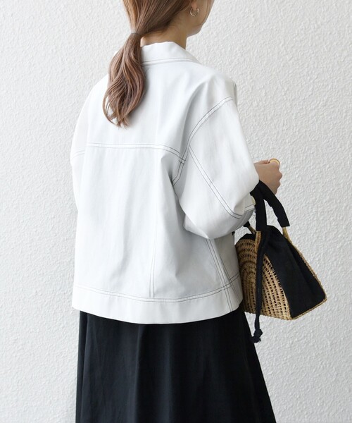 SHIPS any:〈洗濯機可能〉オックス ステッチ ショート シャツ ジャケット
