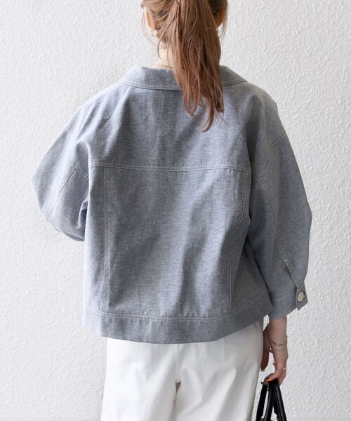 SHIPS any:〈洗濯機可能〉オックス ステッチ ショート シャツ ジャケット