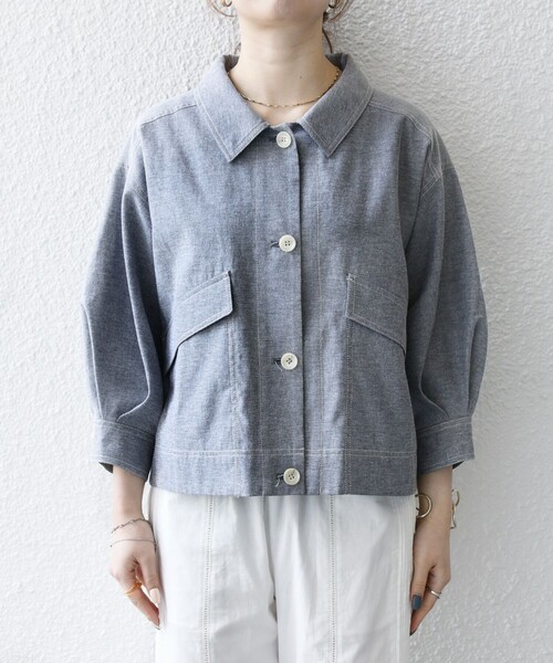 【専用】Wafflish Waffle ボア襟デニムジャケット パッチワーク袖 EVENRIVER USD807 ストレッチパウダーデニムブルゾン｜作業服