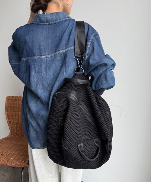 DouDou（ドゥドゥ）の「【WEB限定】２WAYメッシュバッグ（ショルダーバッグ・レディース・ブラック/グレー・FREE）」の5枚目の写真