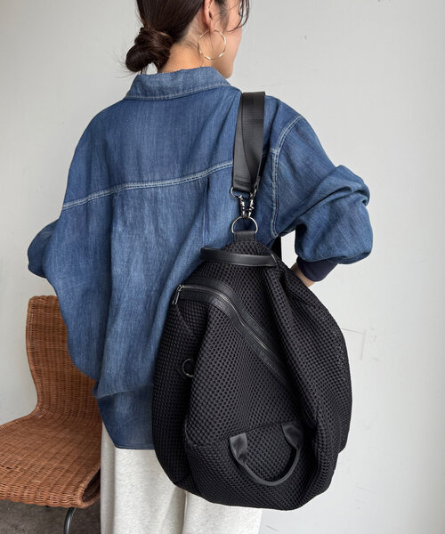 DouDou（ドゥドゥ）の「【WEB限定】２WAYメッシュバッグ（ショルダーバッグ・レディース・ブラック/グレー・FREE）」の6枚目の写真