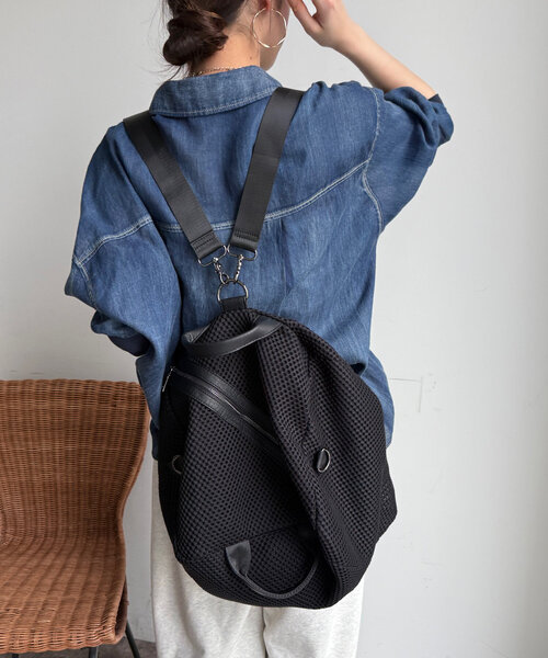 DouDou（ドゥドゥ）の「【WEB限定】２WAYメッシュバッグ（ショルダーバッグ・レディース・ブラック/グレー・FREE）」の7枚目の写真