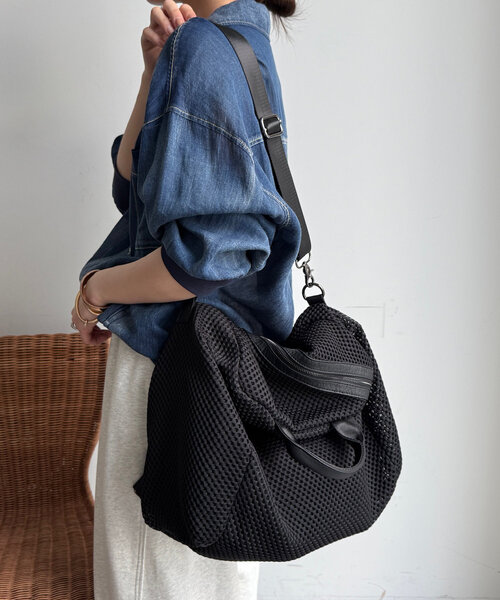 DouDou（ドゥドゥ）の「【WEB限定】２WAYメッシュバッグ（ショルダーバッグ・レディース・ブラック/グレー・FREE）」の10枚目の写真