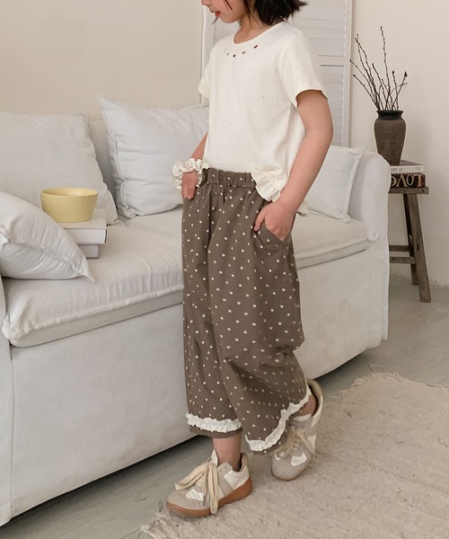 aimoha（アイモハ）の「【aimoha-KIDS-】ドット柄　キッズガウチョパンツ（スラックス・キッズ・カーキ/ベージュ/グレー・90/100/110/120/130）」の15枚目の写真