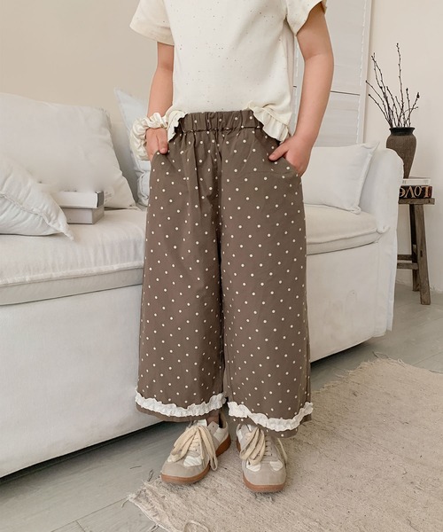 aimoha（アイモハ）の「【aimoha-KIDS-】ドット柄　キッズガウチョパンツ（スラックス・キッズ・カーキ/ベージュ/グレー・90/100/110/120/130）」の12枚目の写真