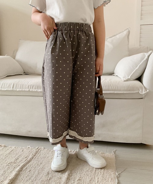 aimoha（アイモハ）の「【aimoha-KIDS-】ドット柄　キッズガウチョパンツ（スラックス・キッズ・カーキ/ベージュ/グレー・90/100/110/120/130）」の7枚目の写真