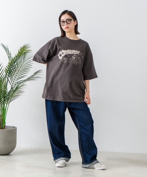 CONVERSE(コンバース)の「【CONVERSE/コンバース】×【TOM AND JERRY/トムとジェリー】ブランドロゴ プリント オーバーサイズ Tシャツ(Tシャツ/カットソー・レディース・ブラック/ホワイト・LARGE/MEDIUM)」の9枚目の写真