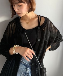冷房対策にも♪ふんわり×ゆるっと。前後２way針抜きリブ編みカーディガン（長袖）