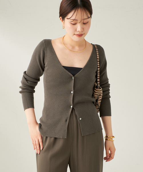 plage（プラージュ）の「silk/linen short カーディガン（カーディガン/ボレロ・レディース・オリーブ/ホワイト・FREE）」の21枚目の写真