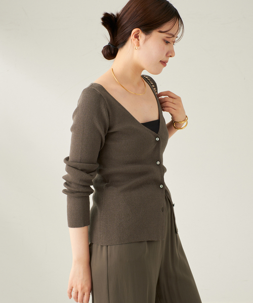 plage（プラージュ）の「silk/linen short カーディガン（カーディガン/ボレロ・レディース・オリーブ/ホワイト・FREE）」の19枚目の写真
