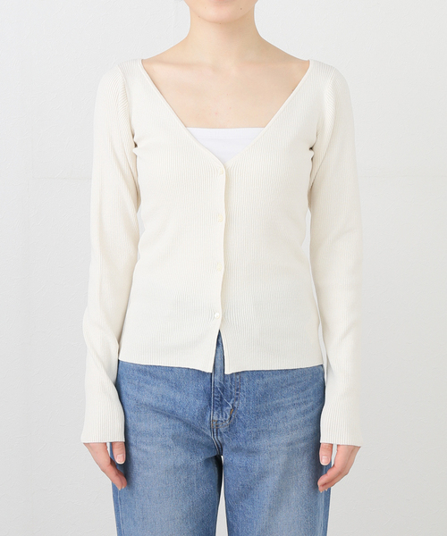 plage（プラージュ）の「silk/linen short カーディガン（カーディガン/ボレロ・レディース・オリーブ/ホワイト・FREE）」の10枚目の写真