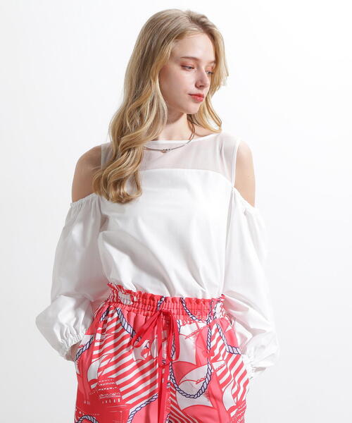 PINKY&DIANNE（ピンキーアンドダイアン）の「オフショルダーカットソートップス（Tシャツ/カットソー・レディース・ホワイト/ブラック・38）」の7枚目の写真