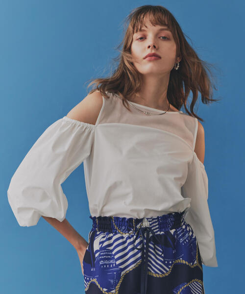 PINKY&DIANNE（ピンキーアンドダイアン）の「オフショルダーカットソートップス（Tシャツ/カットソー・レディース・ホワイト/ブラック・38）」の6枚目の写真