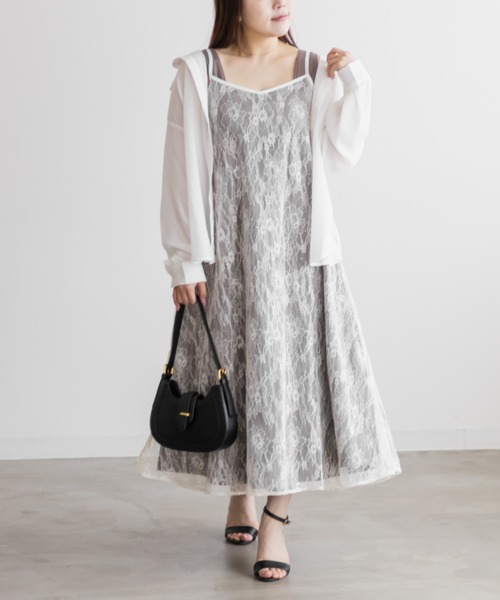 CLETTE(クレット)の「レースキャミソールセット3WAYワンピース(ワンピース・レディース・アイボリー/ブラック・4L/3L/LL)」の1枚目の写真