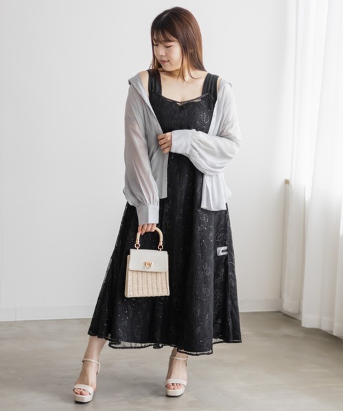CLETTE(クレット)の「レースキャミソールセット3WAYワンピース(ワンピース・レディース・アイボリー/ブラック・4L/3L/LL)」の8枚目の写真