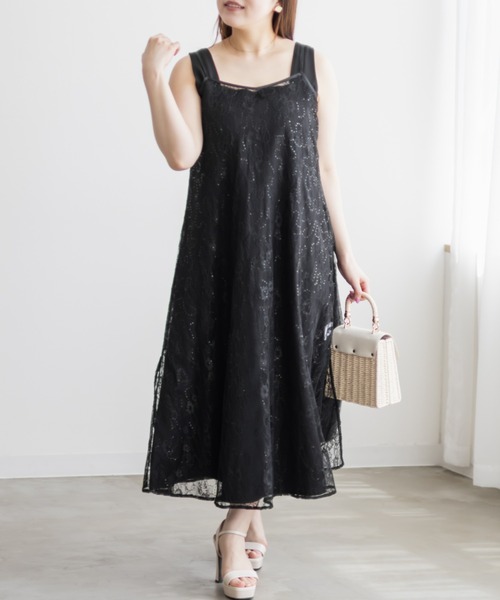 CLETTE(クレット)の「レースキャミソールセット3WAYワンピース(ワンピース・レディース・アイボリー/ブラック・4L/3L/LL)」の6枚目の写真