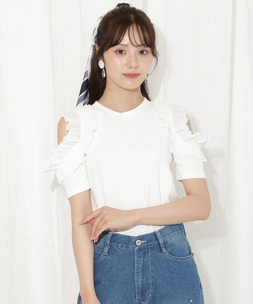 WILLSELECTION（ウィルセレクション）の「バックリボンプリーツフリルカットソー（Tシャツ/カットソー・レディース・ホワイト系その他/オフホワイト/ブラック・FREE）」の2枚目の写真