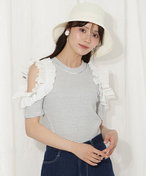 WILLSELECTION（ウィルセレクション）の「バックリボンプリーツフリルカットソー（Tシャツ/カットソー・レディース・ホワイト系その他/オフホワイト/ブラック・FREE）」の16枚目の写真