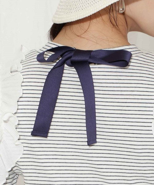 WILLSELECTION（ウィルセレクション）の「バックリボンプリーツフリルカットソー（Tシャツ/カットソー・レディース・ホワイト系その他/オフホワイト/ブラック・FREE）」の12枚目の写真