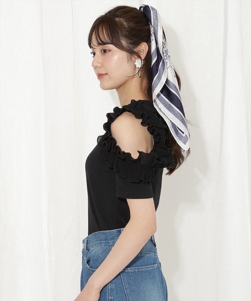 WILLSELECTION（ウィルセレクション）の「バックリボンプリーツフリルカットソー（Tシャツ/カットソー・レディース・ホワイト系その他/オフホワイト/ブラック・FREE）」の9枚目の写真