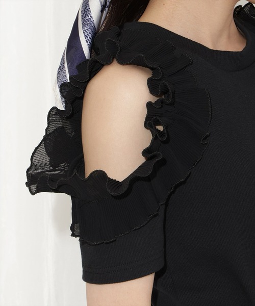 WILLSELECTION（ウィルセレクション）の「バックリボンプリーツフリルカットソー（Tシャツ/カットソー・レディース・ホワイト系その他/オフホワイト/ブラック・FREE）」の7枚目の写真