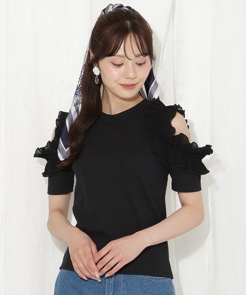 WILLSELECTION（ウィルセレクション）の「バックリボンプリーツフリルカットソー（Tシャツ/カットソー・レディース・ホワイト系その他/オフホワイト/ブラック・FREE）」の5枚目の写真