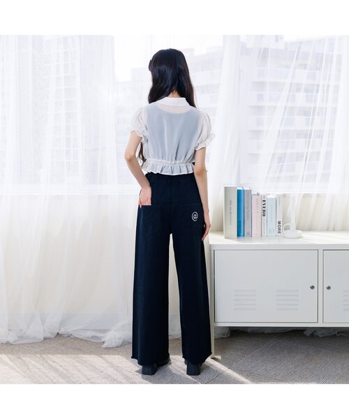 algy（アルジー）の「シアーりぼんブラウス（シャツ/ブラウス・キッズ・オフホワイト/ブラック・XX-SMALL/X-SMALL/MEDIUM/SMALL）」の4枚目の写真