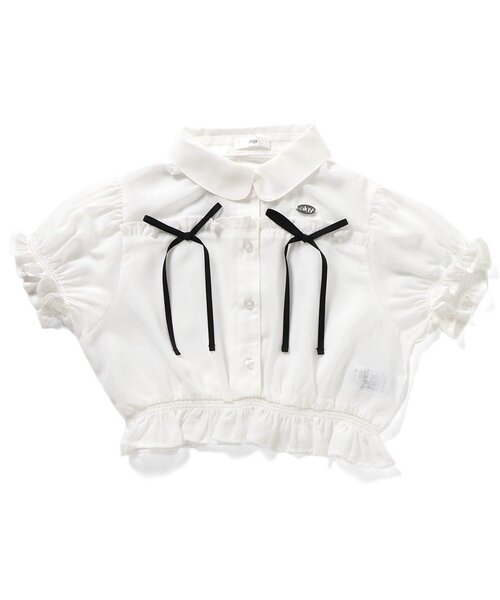 algy（アルジー）の「シアーりぼんブラウス（シャツ/ブラウス・キッズ・オフホワイト/ブラック・XX-SMALL/X-SMALL/MEDIUM/SMALL）」の5枚目の写真