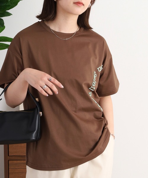 BRODIAEA(ブローディア)の「BRODIAEA 歯ブラシ加工サークルロゴ半袖Tシャツ(Tシャツ/カットソー・レディース・ブラウン/グリーン/パープル/ブラック・40)」の12枚目の写真